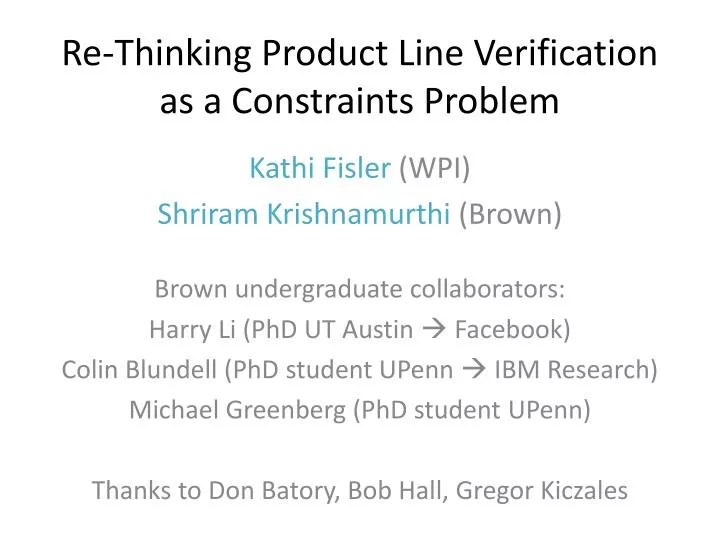 re thinking product line verification as a constraints problem