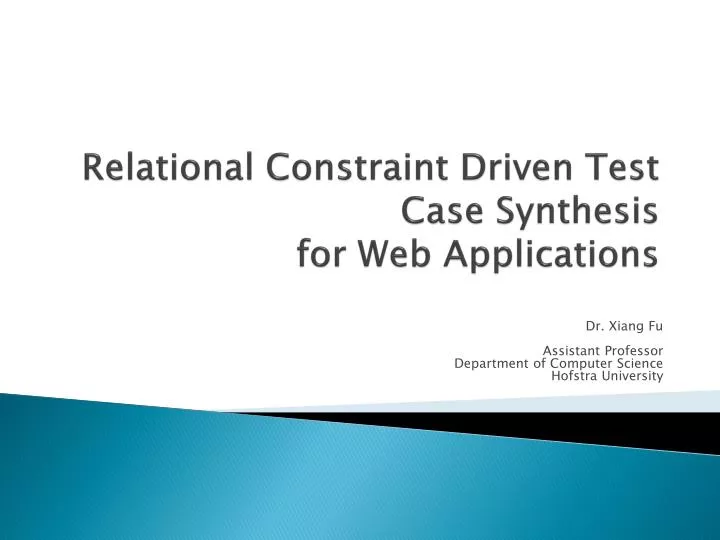 relational constraint driven test case synthesis for web applications