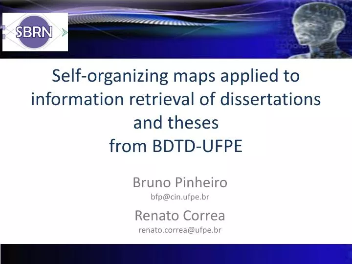 self organizing maps applied to information retrieval of dissertations and theses from bdtd ufpe