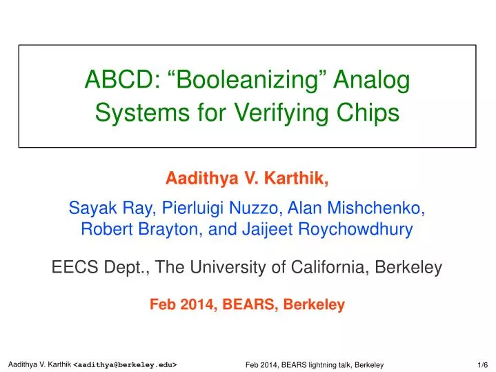 abcd booleanizing analog systems for verifying chips