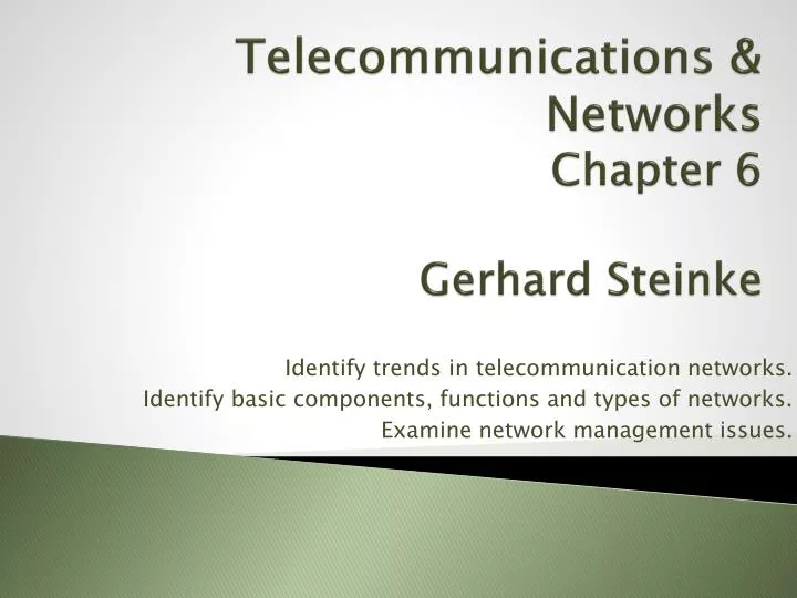 telecommunications networks chapter 6 gerhard steinke