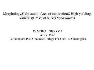 Dr VISHAL SHARMA Assoc. Proff Government Post Graduate College For Girls-11,Chandigarh