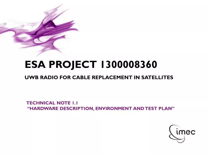 esa project 1300008360 uwb radio for cable replacement in satellites