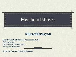 membran filtreler
