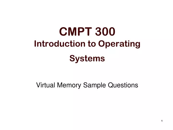 cmpt 300 introduction to operating systems