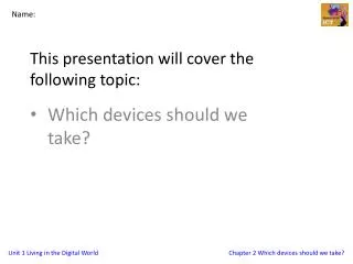 This presentation will cover the following topic:
