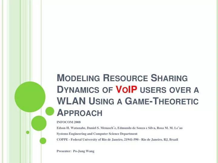 modeling resource sharing dynamics of voip users over a wlan using a game theoretic approach