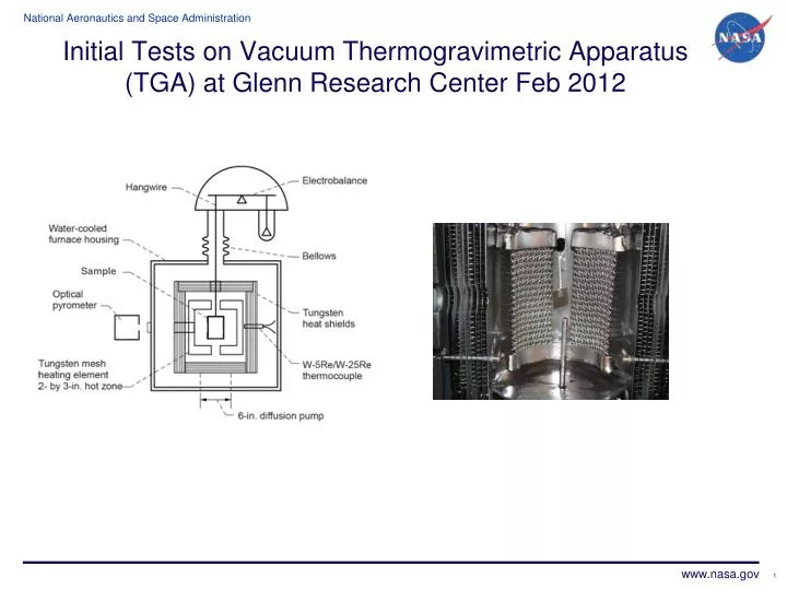 initial tests on vacuum thermogravimetric apparatus tga at glenn research center feb 2012