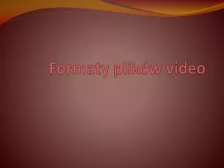 formaty plik w video