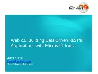 Web 2.0: Building Data Driven RESTful Applications with Microsoft Tools