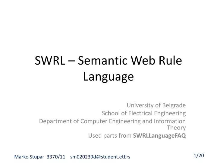 swrl semantic web rule language