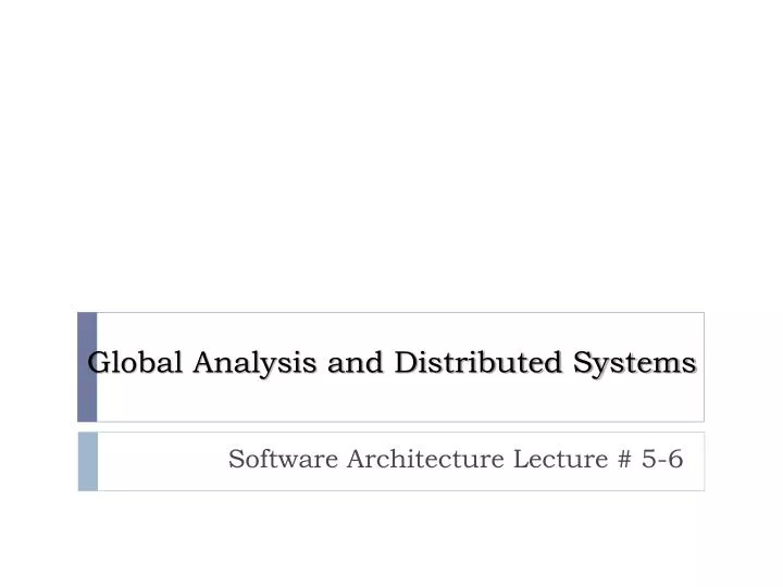 global analysis and distributed systems