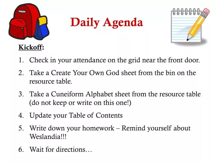 daily agenda