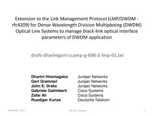 draft-dharinigert-ccamp-g-698-2-lmp-01.txt