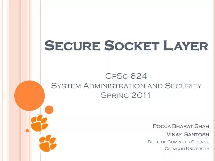 secure socket layer cpsc 624 system administration and security spring 2011
