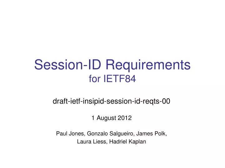 session id requirements for ietf84
