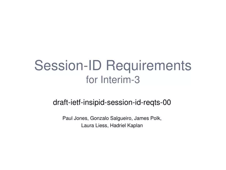 session id requirements for interim 3