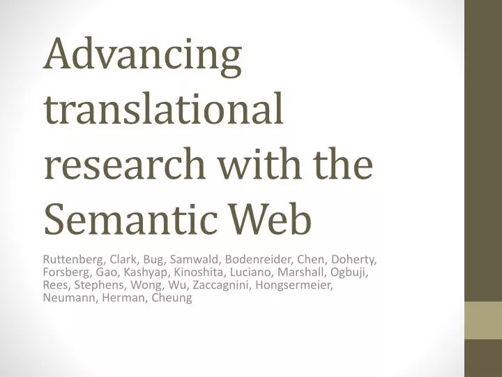 advancing translational research with the semantic web