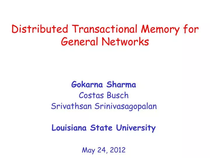 distributed transactional memory for general networks