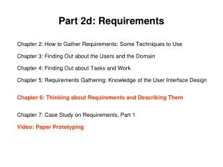 Part 2d: Requirements