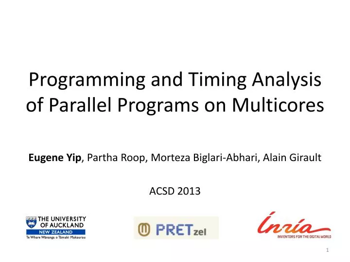 programming and timing analysis of parallel programs on multicores