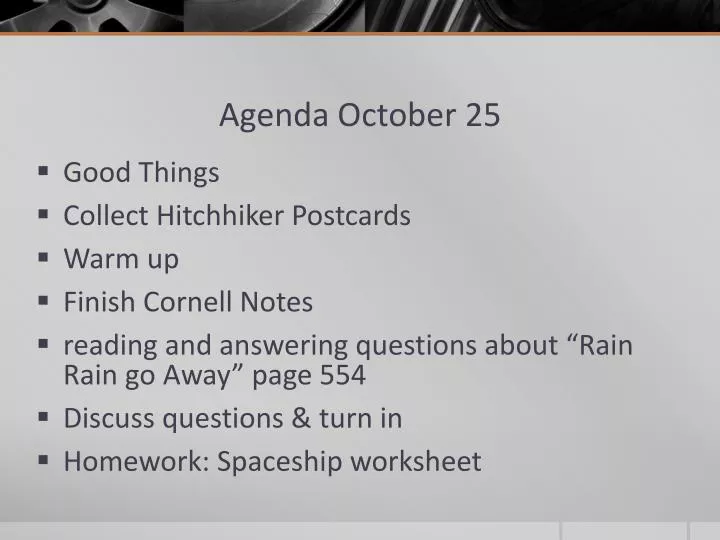 agenda october 25