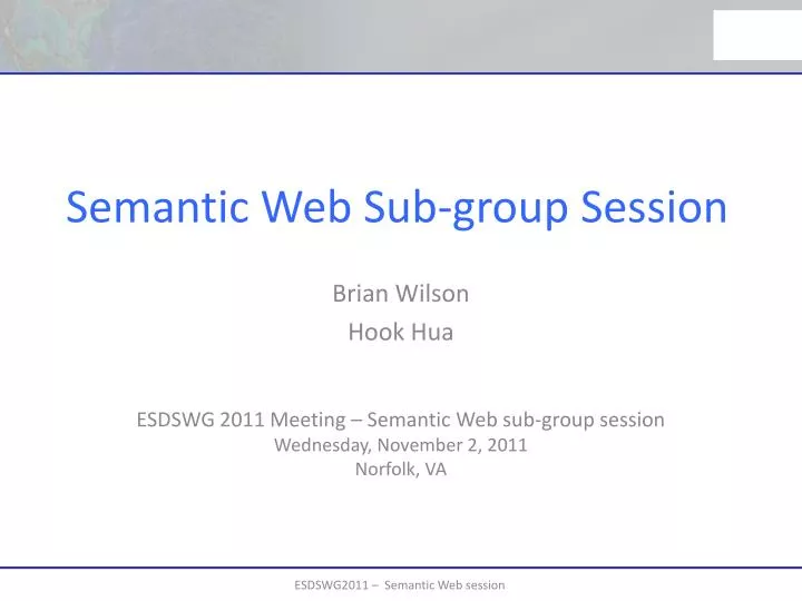 semantic web sub group session