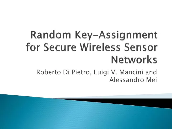 random key assignment for secure wireless sensor networks