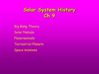 Solar System History Ch 9
