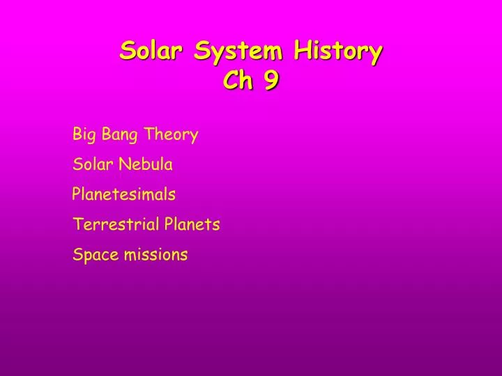 solar system history ch 9