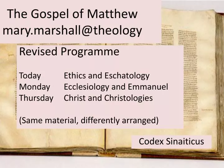 the gospel of matthew mary marshall@theology