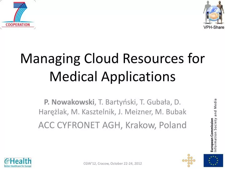 managing cloud resources for medical applications