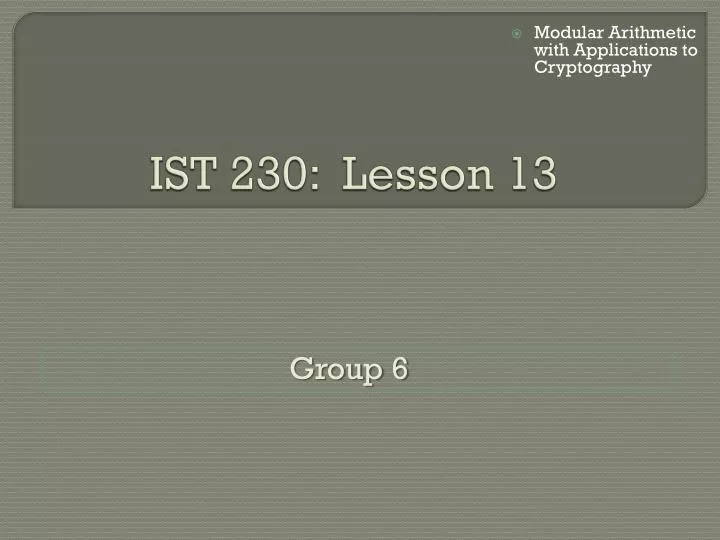 ist 230 lesson 13