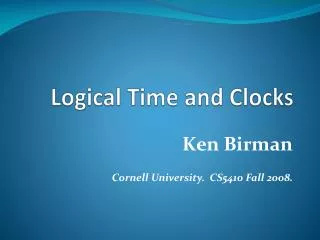 Logical Time and Clocks