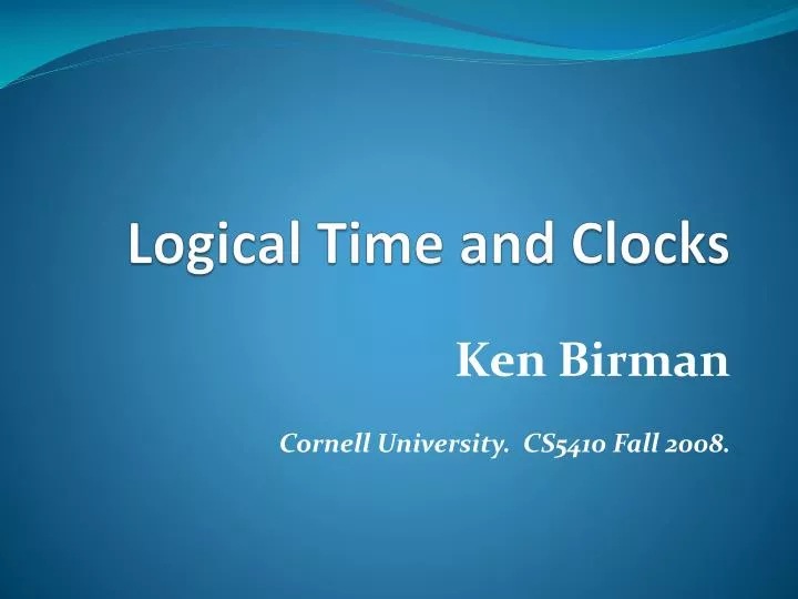 logical time and clocks