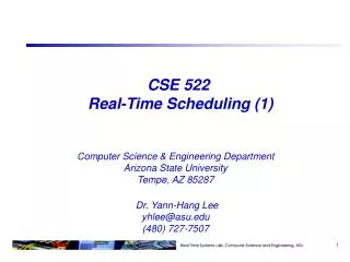 CSE 522 Real-Time Scheduling (1)