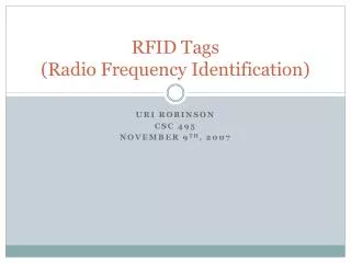 RFID Tags (Radio Frequency Identification)