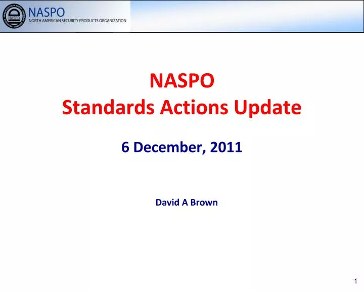 naspo standards actions update 6 december 2011