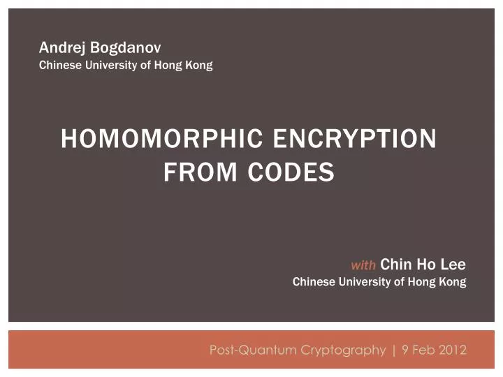 homomorphic encryption from codes