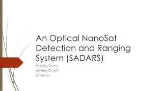 An Optical NanoSat Detection and Ranging System (SADARS)