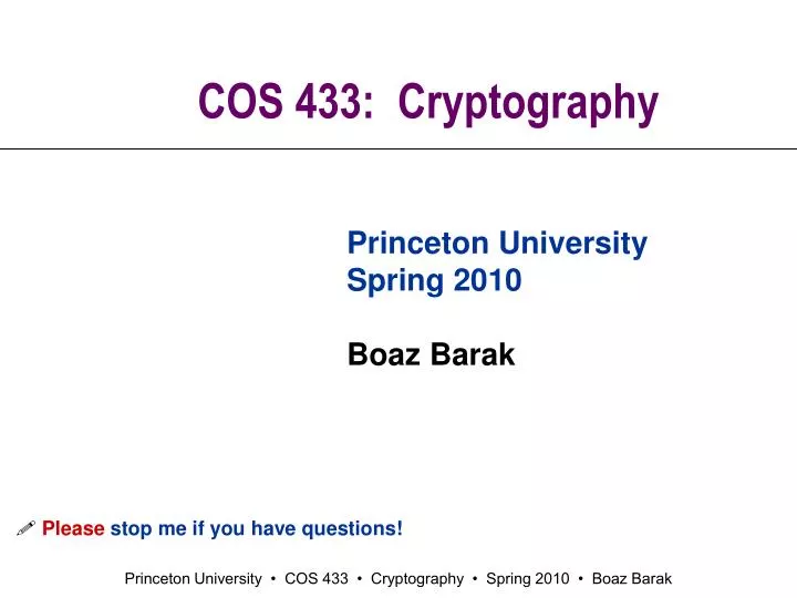 cos 433 cryptography