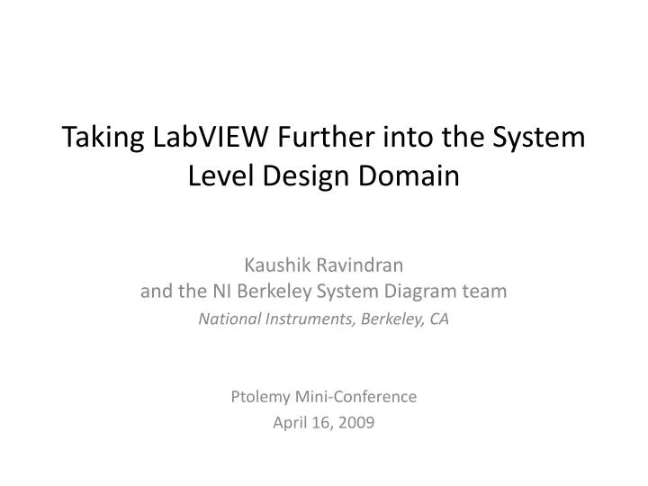 taking labview further into the system level design domain