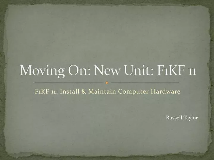 moving on new unit f1kf 11