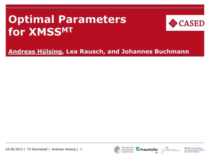 optimal parameters for xmss mt