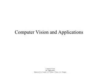 Computer Vision and Applications