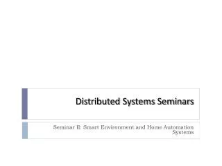 Distributed Systems Seminars