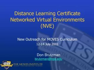 Distance Learning Certificate Networked Virtual Environments (NVE)