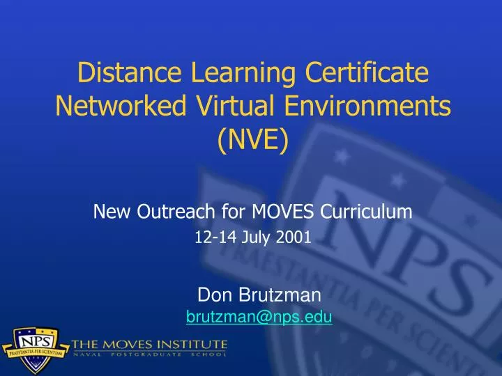 distance learning certificate networked virtual environments nve