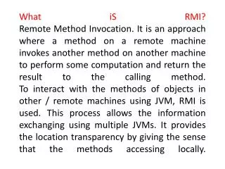 Advantages of RMI: