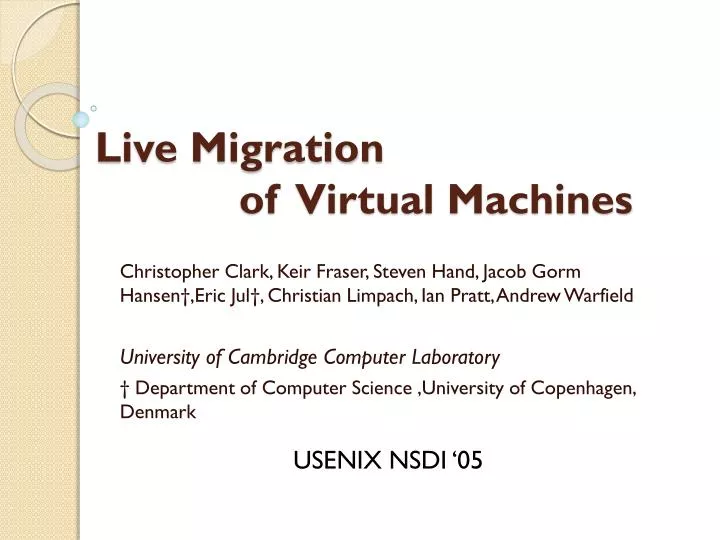 live migration of virtual machines
